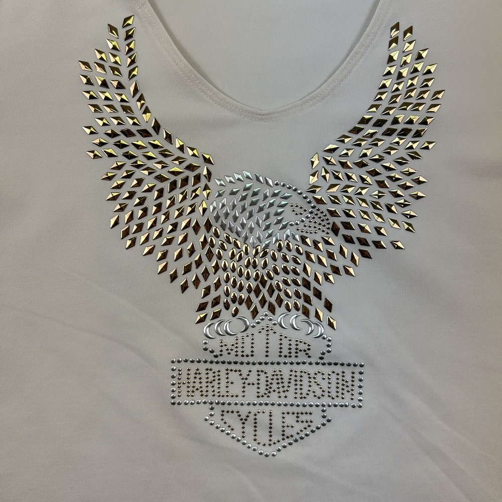 Harley Davidson Shirt Womens XL Eagle Bling Rhinestone USA Made Vintage Style‎ - Picture 2 of 12